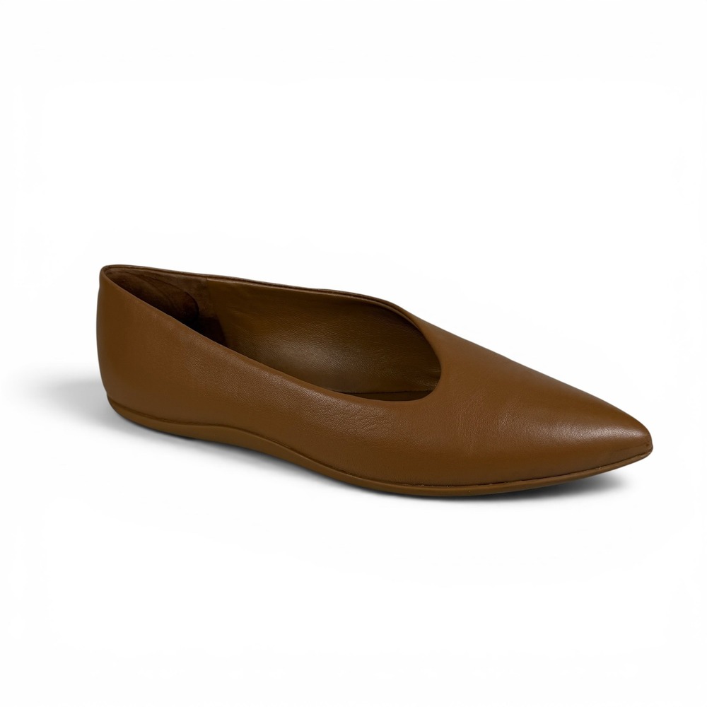 Vince Lex Pointed Toe Flats Womens 7 Tan Leather Ballet Minimalist Shoes‎